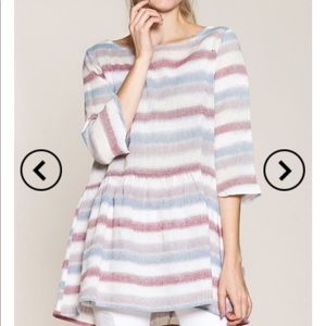 Striped Peplum Tunic Blouse